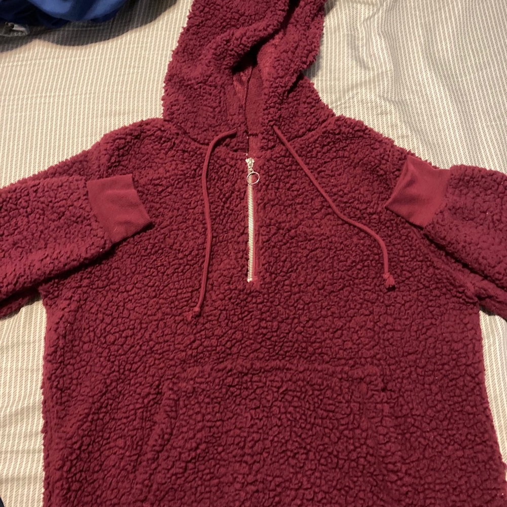 Maroon fuzzy hoodie